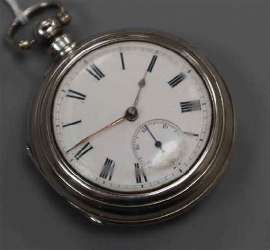 A 19th century silver pair cased pocket watch.